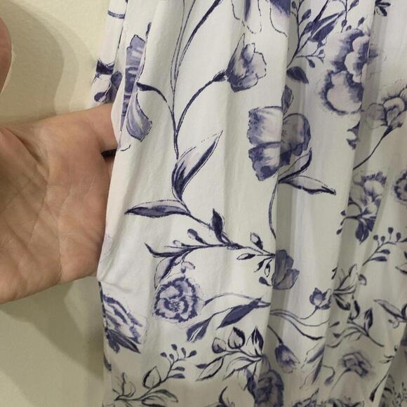 Women's Cynthia Rowley Floral Blue White MIDI Dress Size S Cottagecore Garden​​​ - Picture 4 of 10